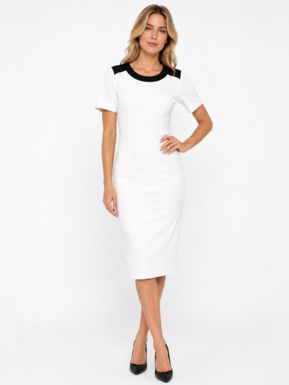 ALI & JAI women’s Small Colorblock Bodycon Sheath Midi Dress
